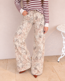 Printed Wide Leg Denim Pants