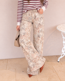 Printed Wide Leg Denim Pants