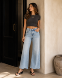 RISEN Kristyn Mid Rise Wide Jeans