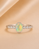Rainbow Glow Oval Opal Ring
