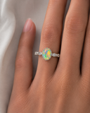 Rainbow Glow Oval Opal Ring
