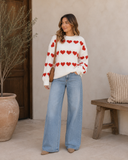 Red Heart Valentine Long Sleeve Knit Sweater