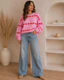 Red Heart Valentine Long Sleeve Knit Sweater