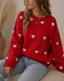 Red Heart Valentine Long Sleeve Knit Sweater