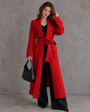 Elowen Sculpted Shoulder Belted Longline Knit Cardigan