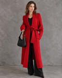 Elowen Sculpted Shoulder Belted Longline Knit Cardigan