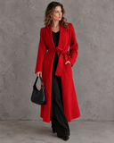 Elowen Sculpted Shoulder Belted Longline Knit Cardigan