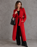 Elowen Sculpted Shoulder Belted Longline Knit Cardigan