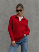 Sloane Avenue Ribbed Half-Zip Collared Sweater