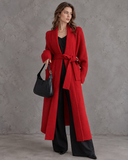 Elowen Sculpted Shoulder Belted Longline Knit Cardigan