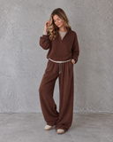 Cozy Current Split Neck Pullover & Relaxed Wide Leg Pants