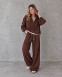 Cozy Current Split Neck Pullover & Relaxed Wide Leg Pants