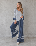 Willow Whimsy Coastal Breeze Stripe Ruffle Pant Set