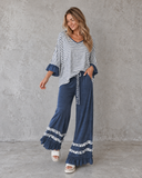 Willow Whimsy Coastal Breeze Stripe Ruffle Pant Set