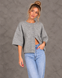 Marlowe Relaxed Knit Button-Front Half Sleeve Cardigan