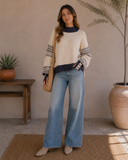Retro Grid Waffle Knit Sweater