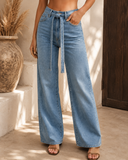 Rhinestone Wide Leg Denim Jeans
