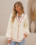 Ribbon Hearts Cable Knit Cardigan