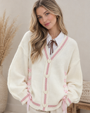 Ribbon Hearts Cable Knit Cardigan
