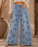 Rosewood Rebel Wide Leg Pearl Denim Pants