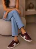 Sangria Sparkle Sequin Leather Sneakers
