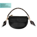 Chic Twist Scarf Chain Bag Strap - Black / Gold Chain Print