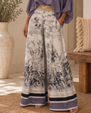 Scenic Print Wide Leg Palazzo Pants