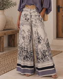 Scenic Print Wide Leg Palazzo Pants