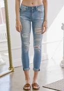 KanCan Callie Mid Rise Distressed Ankle Skinny Jean-Jeans-Rae Collective, Women's Online Fashion Boutique Located in Phoenix, Arizona (Scottsdale Area)