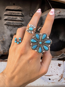 Flower Concho Sterling Silver Stone Ring MADE TO ORDER-Cluster Rings-Rae Collective, Women's Online Fashion Boutique Located in Phoenix, Arizona (Scottsdale Area)