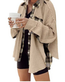 Spliced Plaid Detail Shacket | S-2X-Jackets-Krush Kandy, Women's Online Fashion Boutique Located in Phoenix, Arizona (Scottsdale Area)