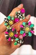 Happy Days Smiley Checkered Stone Rings-Cluster Rings-Rae Collective, Women's Online Fashion Boutique Located in Phoenix, Arizona (Scottsdale Area)