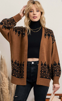 GEOMETRIC OPEN FRONT CARDIGAN-Cardigans-Krush Kandy, Women's Online Fashion Boutique Located in Phoenix, Arizona (Scottsdale Area)