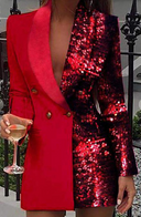 COLORBLOCK SEQUINS LONG SLEEVE BLAZER DRESS | Pre-Order-Blazers-Krush Kandy, Women's Online Fashion Boutique Located in Phoenix, Arizona (Scottsdale Area)
