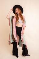 Multi-color Striped Pattern Ruana with Tassels-Kimonos-Rae Collective, Women's Online Fashion Boutique Located in Phoenix, Arizona (Scottsdale Area)