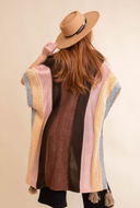 Multi-color Striped Pattern Ruana with Tassels-Kimonos-Krush Kandy, Women's Online Fashion Boutique Located in Phoenix, Arizona (Scottsdale Area)