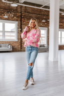 Blissful Jacquard Pink Heart Sweater | S-XL-Sweaters-Rae Collective, Women's Online Fashion Boutique Located in Phoenix, Arizona (Scottsdale Area)