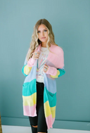 Cotton Candy Striped Color Block Cardigan-Cardigans-Rae Collective, Women's Online Fashion Boutique Located in Phoenix, Arizona (Scottsdale Area)
