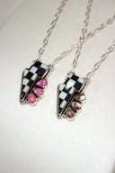 Checkered Lightning Bolt Stone Cluster Necklace MADE TO ORDER-Chain Necklaces-Krush Kandy, Women's Online Fashion Boutique Located in Phoenix, Arizona (Scottsdale Area)