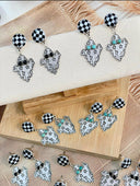 PREORDER OPEN! CHECKERED SPOOKY GHOST Earrings-Drop Earrings-Rae Collective, Women's Online Fashion Boutique Located in Phoenix, Arizona (Scottsdale Area)