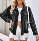 Pearly Girly Peal Denim Jacket-Jackets-Rae Collective, Women's Online Fashion Boutique Located in Phoenix, Arizona (Scottsdale Area)