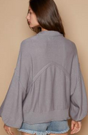 Balloon Sleeve Round Neck Hacci Pullover-Sweaters-Krush Kandy, Women's Online Fashion Boutique Located in Phoenix, Arizona (Scottsdale Area)