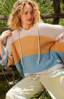 V-Neck Hooded Color Block Pullover Sweater-Sweaters-Krush Kandy, Women's Online Fashion Boutique Located in Phoenix, Arizona (Scottsdale Area)