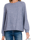 Cloud 9 Soft Melange Hacci Long Sleeve-Short Sleeve Tops-Krush Kandy, Women's Online Fashion Boutique Located in Phoenix, Arizona (Scottsdale Area)