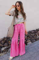 J.HER Mineral Washed Cotton Print Pocket Wide-Leg Flare Pants | S-XL-Pants-Rae Collective, Women's Online Fashion Boutique Located in Phoenix, Arizona (Scottsdale Area)