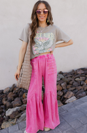 J.HER Mineral Washed Cotton Print Pocket Wide-Leg Flare Pants | S-XL-Pants-Rae Collective, Women's Online Fashion Boutique Located in Phoenix, Arizona (Scottsdale Area)