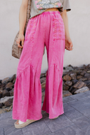 J.HER Mineral Washed Cotton Print Pocket Wide-Leg Flare Pants | S-XL-Pants-Rae Collective, Women's Online Fashion Boutique Located in Phoenix, Arizona (Scottsdale Area)