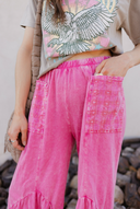J.HER Mineral Washed Cotton Print Pocket Wide-Leg Flare Pants | S-XL-Pants-Rae Collective, Women's Online Fashion Boutique Located in Phoenix, Arizona (Scottsdale Area)