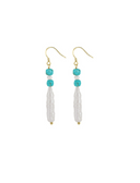 Vintage Turquoise & Pearl Threader Earrings-Earrings-Krush Kandy, Women's Online Fashion Boutique Located in Phoenix, Arizona (Scottsdale Area)