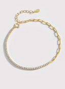 Cubic Zirconia Geometric Minimalist Asymmetrical Chain Bracelet-Bracelets-Krush Kandy, Women's Online Fashion Boutique Located in Phoenix, Arizona (Scottsdale Area)
